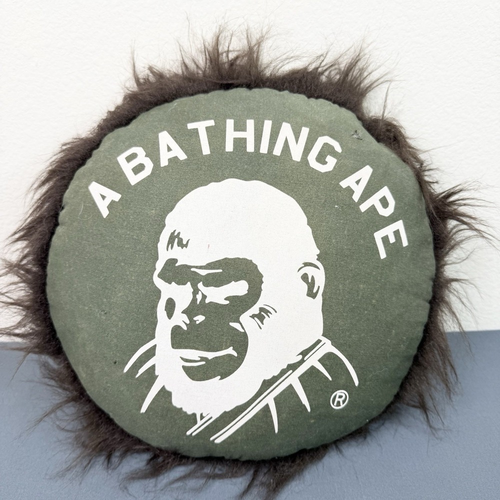 Early 2000s Bape Generals Logo "Gorilla Fur" Pillow